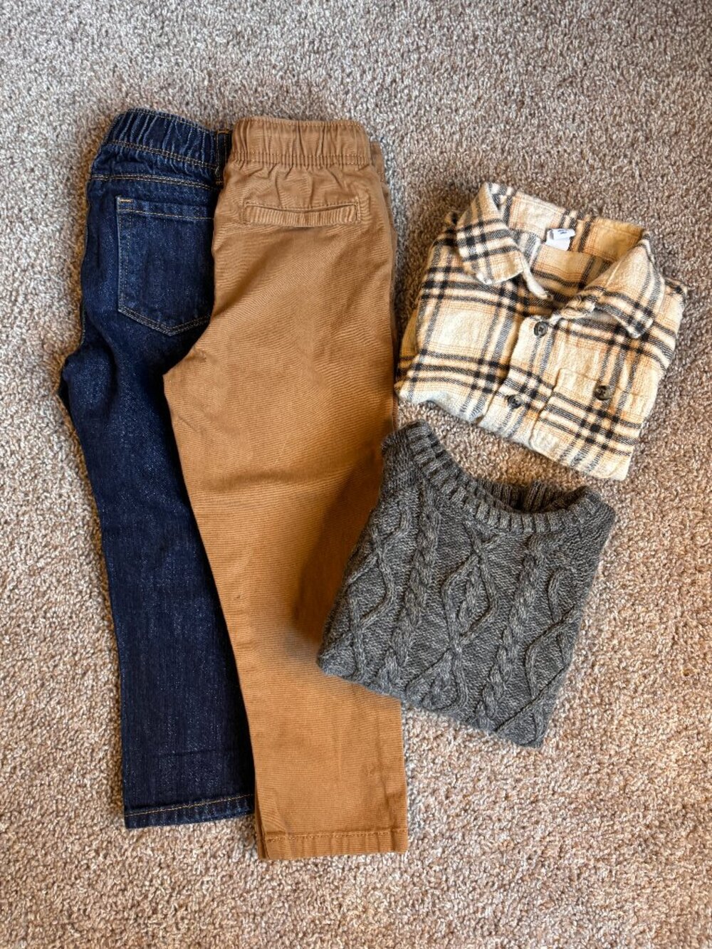 3T Toddler Boy Autumn Capsule Wardrobe Bundle Old Navy Plaid Cable Knit